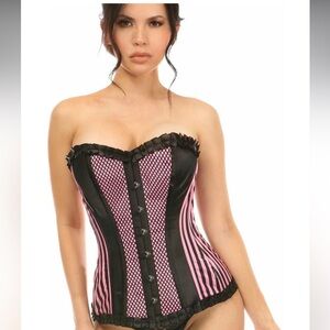 Daisy Corsets NEW Lavish Pink Burlesque Overbust Corset Sz 3XL ♦️